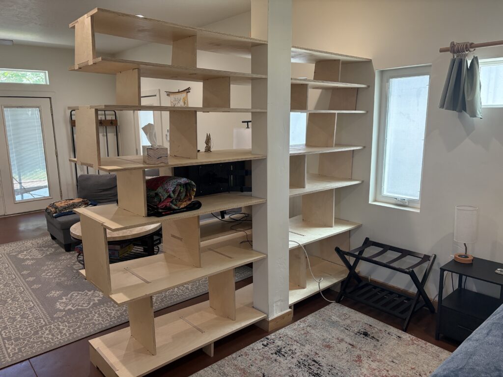 shelving, view from the back