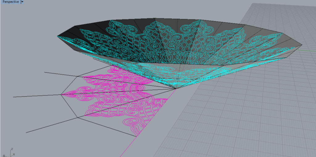 One pattern was projected onto the cone for the ceiling canopy