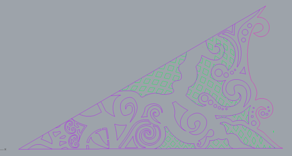 One wedge shaped piece set to mirror and repeat multiple times.